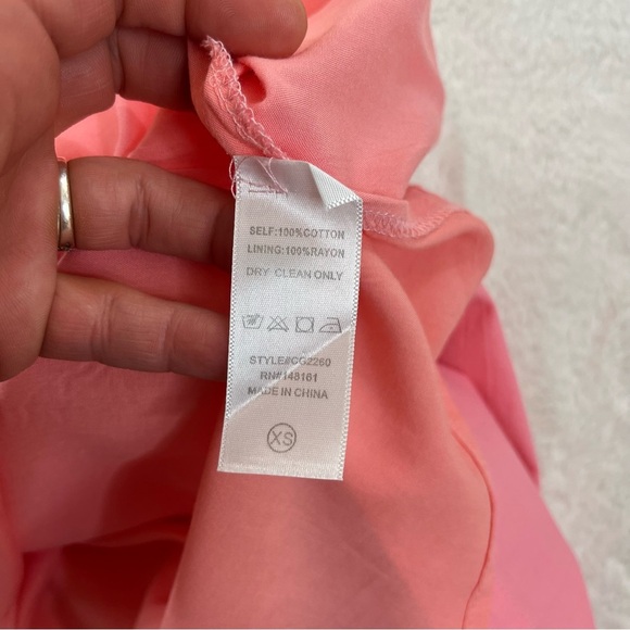 J. Marie Embroidered Shift Dress Pink Floral Lined Sz XS Cotton Pockets Boho - Picture 6 of 12